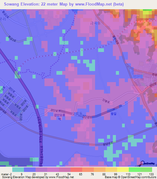 Sowang,South Korea Elevation Map