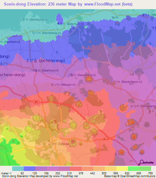 Sonin-dong,South Korea Elevation Map