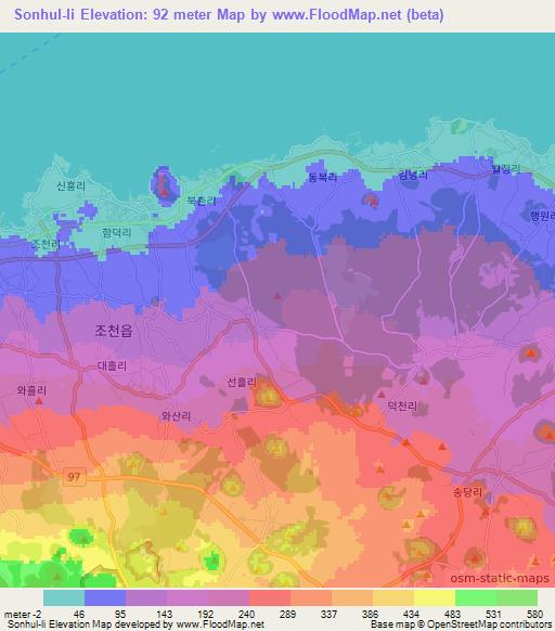 Sonhul-li,South Korea Elevation Map