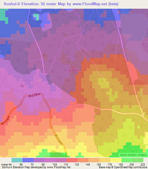 Sonhul-li,South Korea Elevation Map