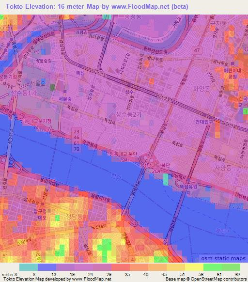 Tokto,South Korea Elevation Map