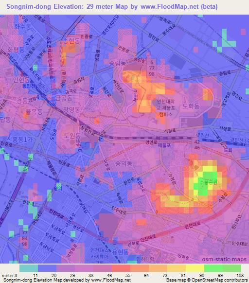 Songnim-dong,South Korea Elevation Map