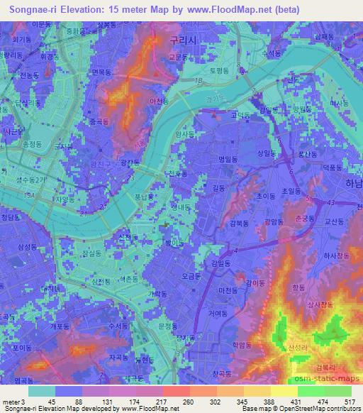 Songnae-ri,South Korea Elevation Map