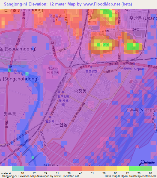 Sangjong-ni,South Korea Elevation Map