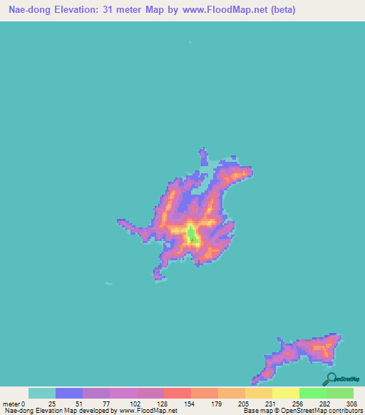 Nae-dong,South Korea Elevation Map