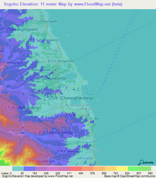 Sogcho,South Korea Elevation Map