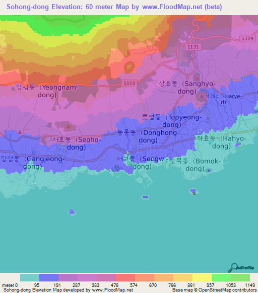 Sohong-dong,South Korea Elevation Map