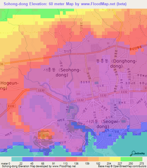 Sohong-dong,South Korea Elevation Map