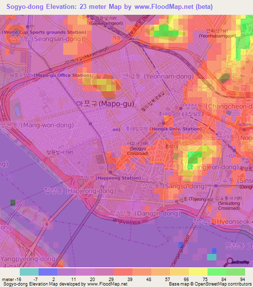 Sogyo-dong,South Korea Elevation Map