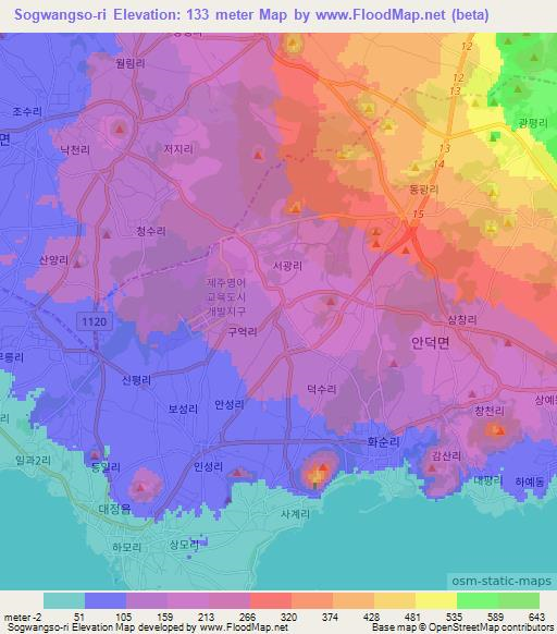 Sogwangso-ri,South Korea Elevation Map