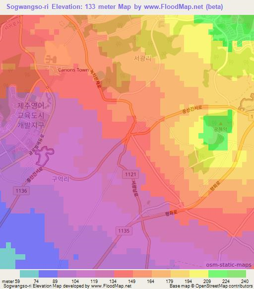 Sogwangso-ri,South Korea Elevation Map