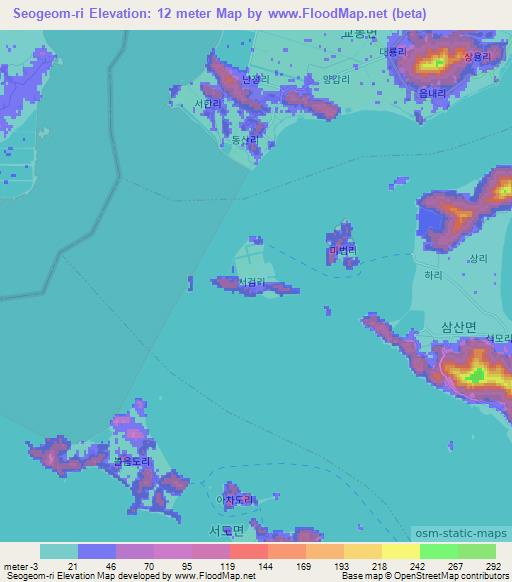 Seogeom-ri,South Korea Elevation Map