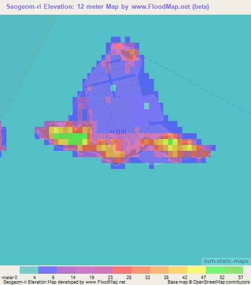 Seogeom-ri,South Korea Elevation Map