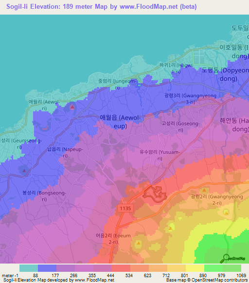 Sogil-li,South Korea Elevation Map