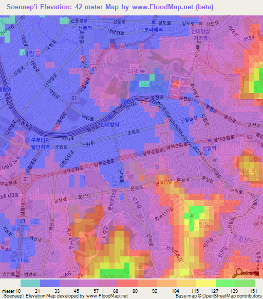 Soenaep'i,South Korea Elevation Map