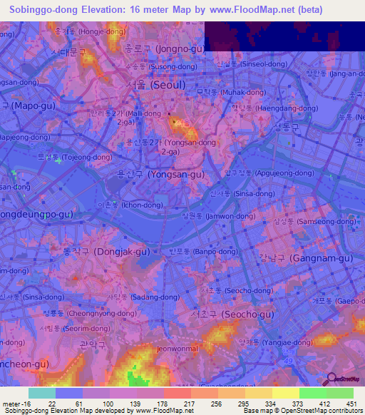 Sobinggo-dong,South Korea Elevation Map