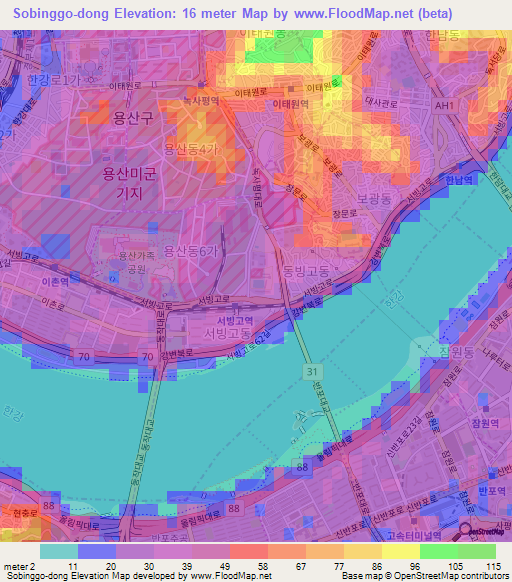 Sobinggo-dong,South Korea Elevation Map