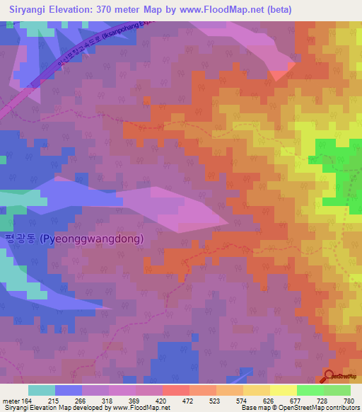 Siryangi,South Korea Elevation Map