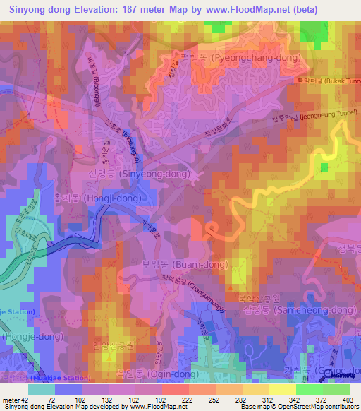 Sinyong-dong,South Korea Elevation Map