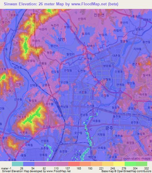 Sinwan,South Korea Elevation Map