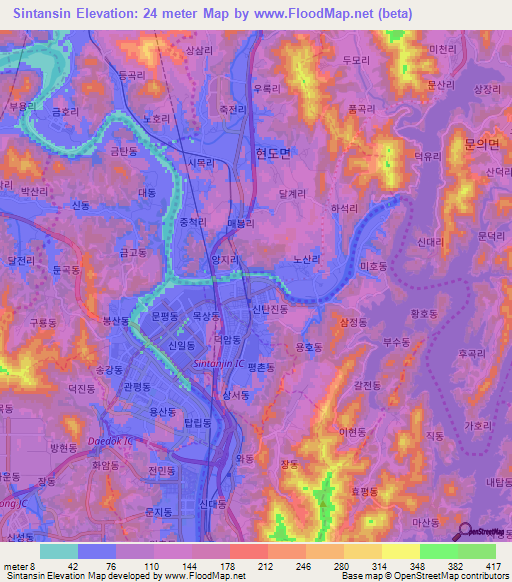 Sintansin,South Korea Elevation Map