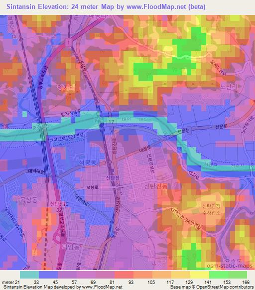 Sintansin,South Korea Elevation Map