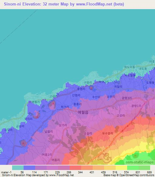 Sinom-ni,South Korea Elevation Map