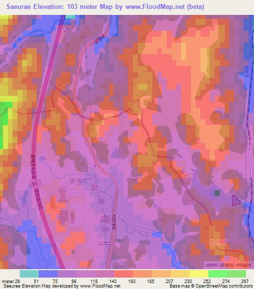 Saeurae,South Korea Elevation Map