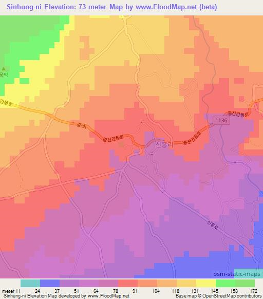 Sinhung-ni,South Korea Elevation Map