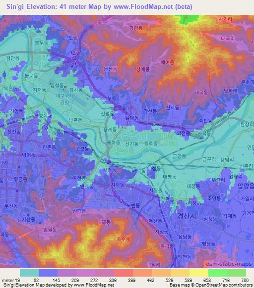 Sin'gi,South Korea Elevation Map