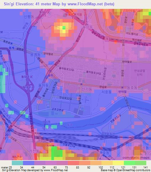 Sin'gi,South Korea Elevation Map