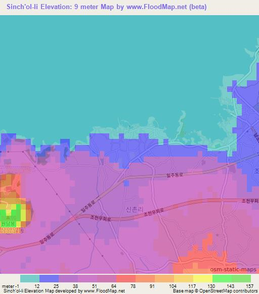 Sinch'ol-li,South Korea Elevation Map