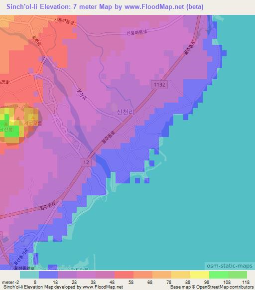 Sinch'ol-li,South Korea Elevation Map