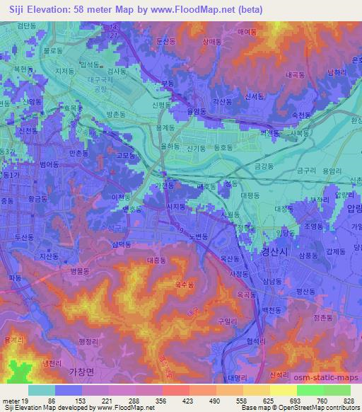 Siji,South Korea Elevation Map