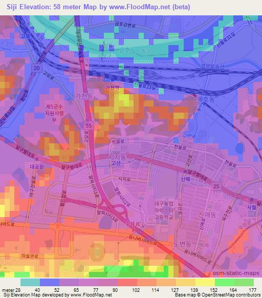 Siji,South Korea Elevation Map