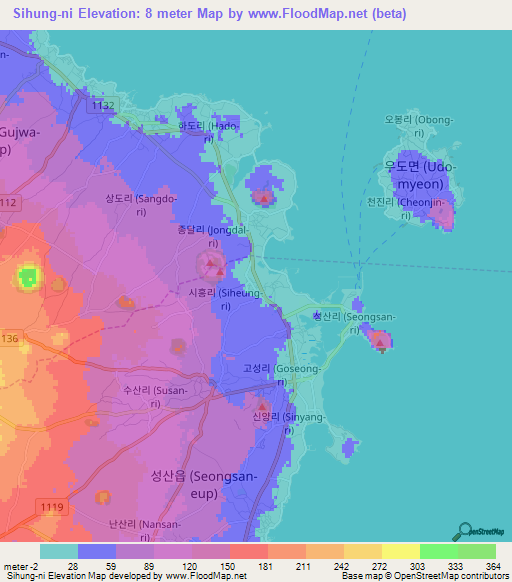 Sihung-ni,South Korea Elevation Map