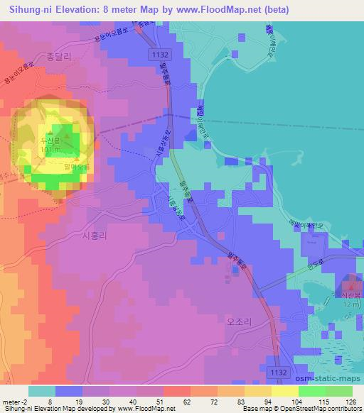 Sihung-ni,South Korea Elevation Map