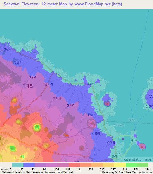 Sehwa-ri,South Korea Elevation Map