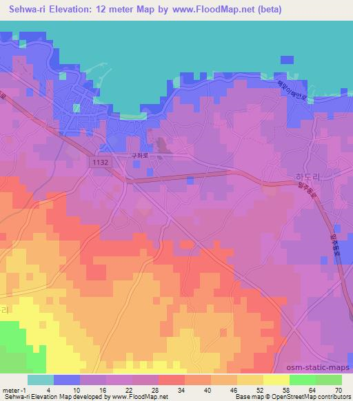 Sehwa-ri,South Korea Elevation Map