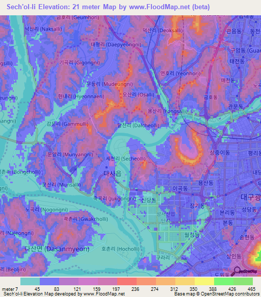 Sech'ol-li,South Korea Elevation Map