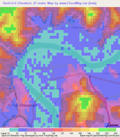 Sech'ol-li,South Korea Elevation Map