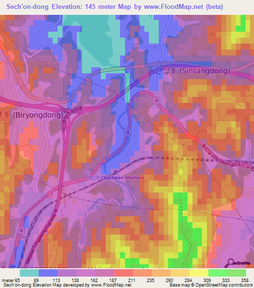 Sech'on-dong,South Korea Elevation Map