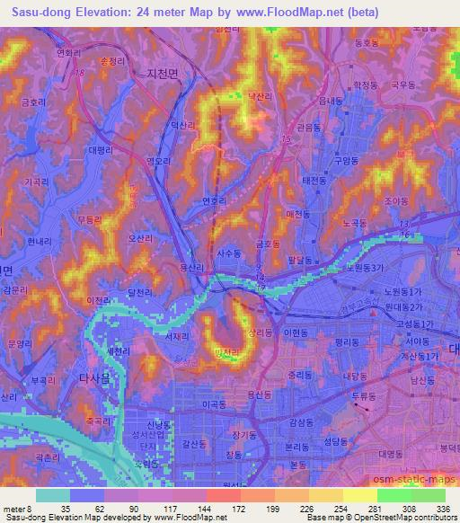 Sasu-dong,South Korea Elevation Map