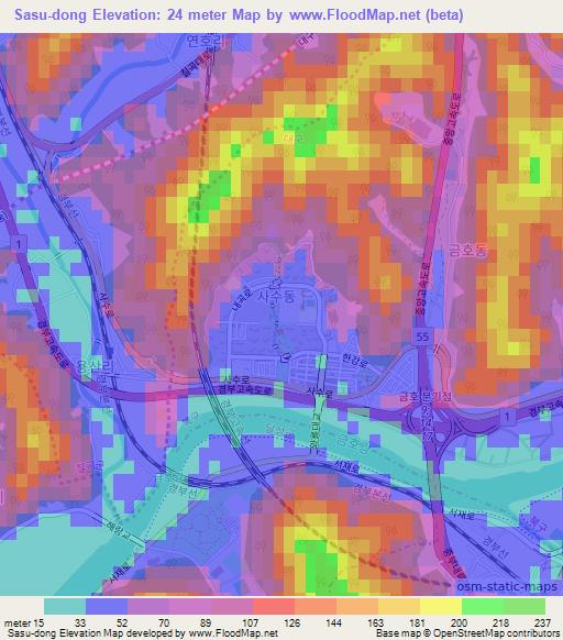 Sasu-dong,South Korea Elevation Map