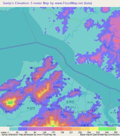 Sanip'o,South Korea Elevation Map