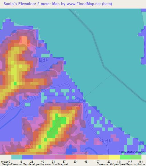 Sanip'o,South Korea Elevation Map