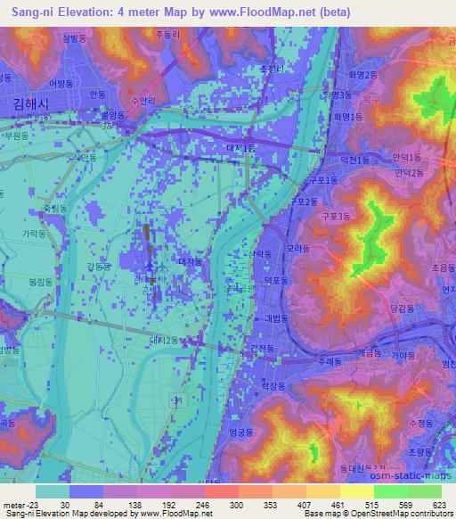 Sang-ni,South Korea Elevation Map