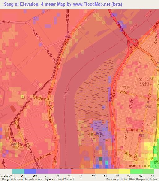Sang-ni,South Korea Elevation Map