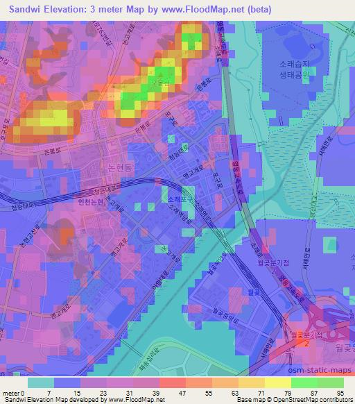 Sandwi,South Korea Elevation Map