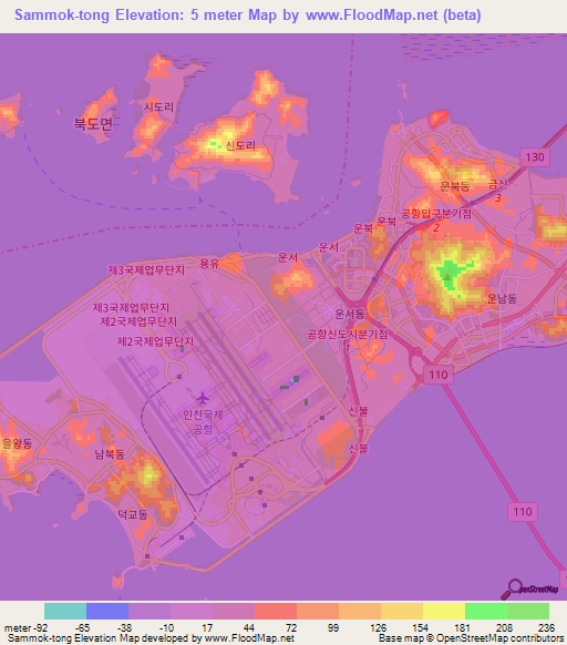 Sammok-tong,South Korea Elevation Map